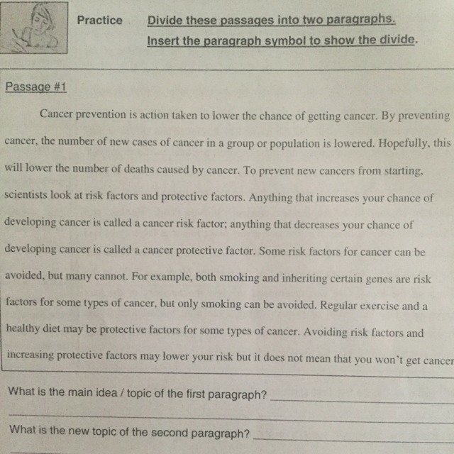 Divide the passage in two paragraphs. 1. What is the main idea/topic? - 2. what is-example-1