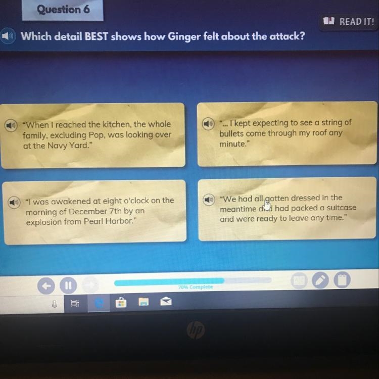 Which detail best shows how Ginger felt about the attack?-example-1