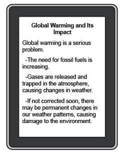 According to the writer, what is the ultimate problem with global warming? 1. damage-example-1