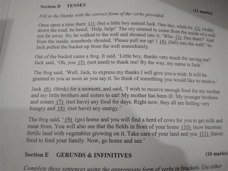 Tense: question7,can i fill in do not have? as the ans is have not had and question-example-1