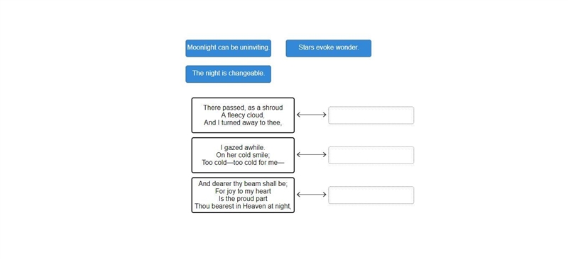 Match the lines in the poem with the themes they represent. Evening Star 'Twas noontide-example-1