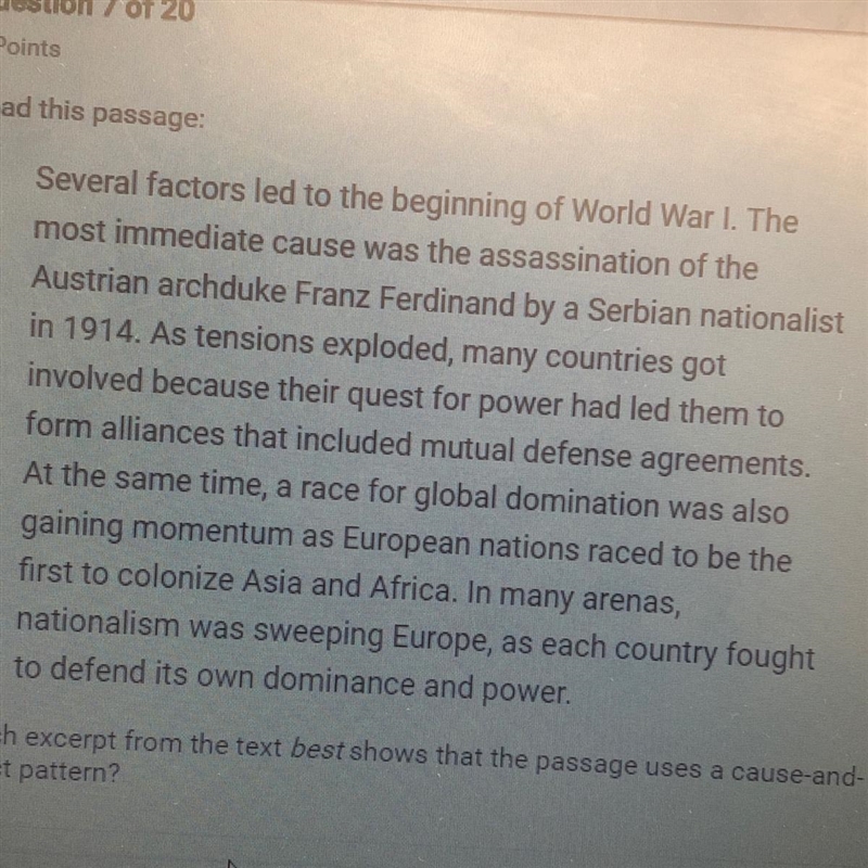 Which excerpt from the text best shows that the passage uses a cause and effect pattern-example-1