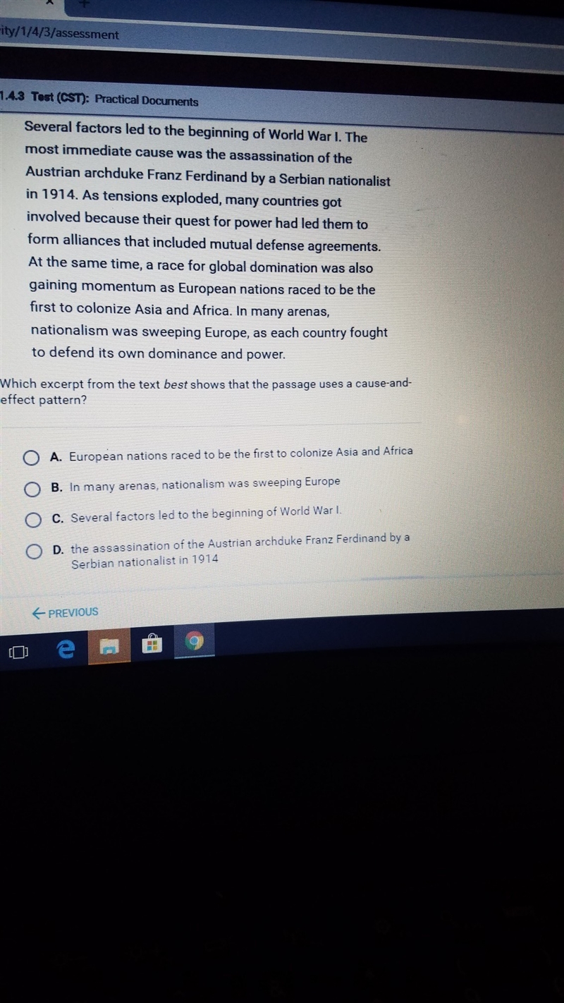 Which excerpt from the text best shows that the passage uses a cause and effect pattern-example-1