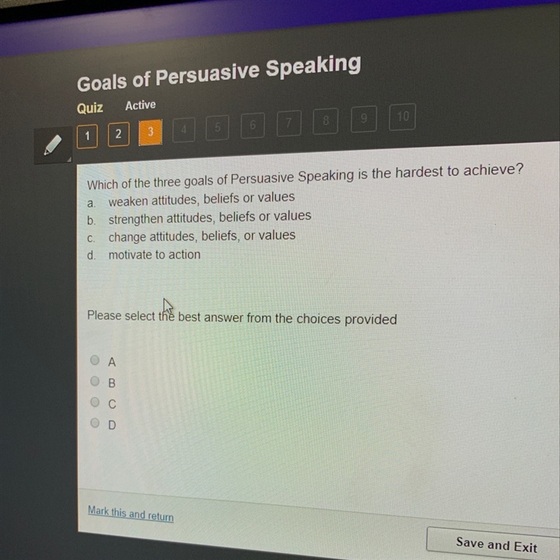 Which of the three goals of persuasive speaking is the hardest to achieve-example-1