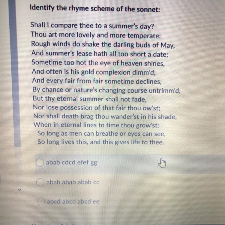 Identify the rhyme of the sonnet-example-1