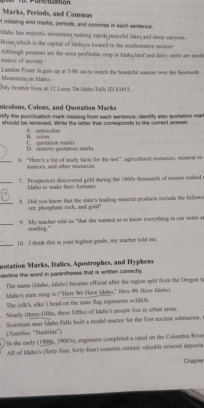 The first section needs 17 punctuation marks, I can only 15 and they are probably-example-1