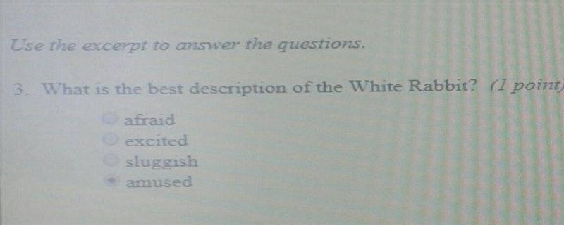 What is the best description of the white rabbit? the passage "Alice in Wonderland-example-1