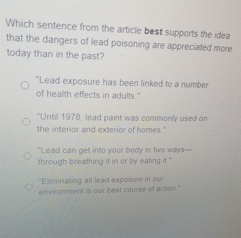 Which sentence from the article best supports the idea that the dangers of lead poisoning-example-1