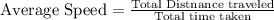 \textrm{Average Speed} = &nbsp;\frac{\textrm{Total Distnance traveled}}{\textrm{Total time taken}}