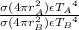 \frac{\sigma (4\pi r_(A)^(2)) \epsilon {T_(A)}^(4)}{\sigma (4\pi r_(B)^(2)) \epsilon {T_(B)}^(4)}