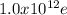 1.0x10^(12) e