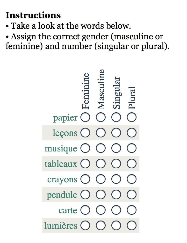 Assign the correct gender and number.-example-1