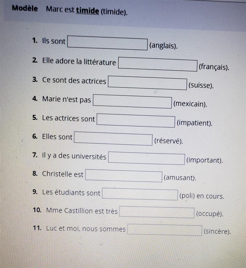 Write in the correct forms of the adjectives. ​-example-1