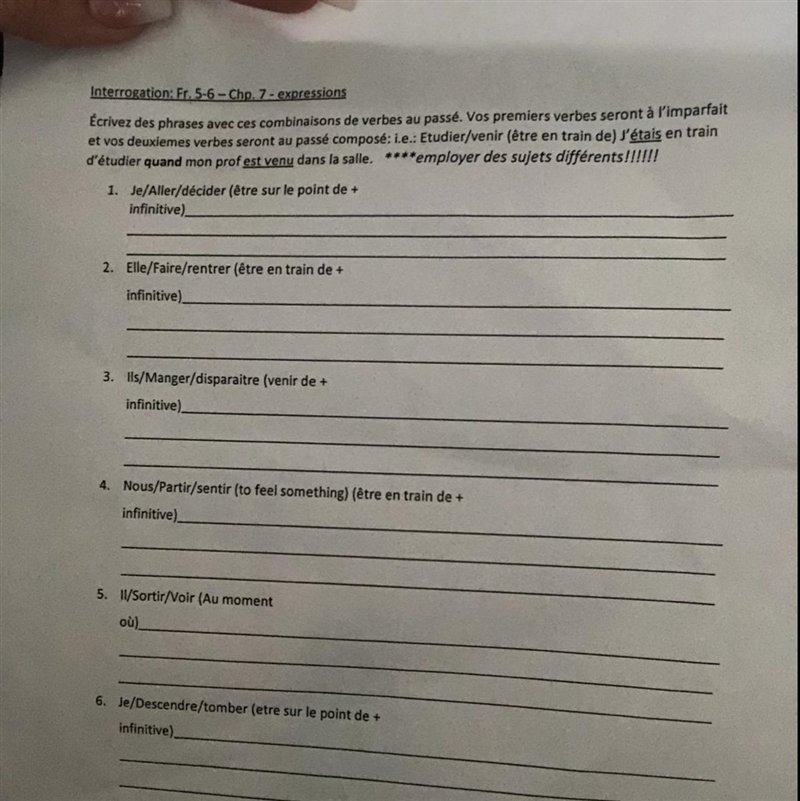 FRENCH (easy) please help 1-6!! pleasee!! ASAP-example-1