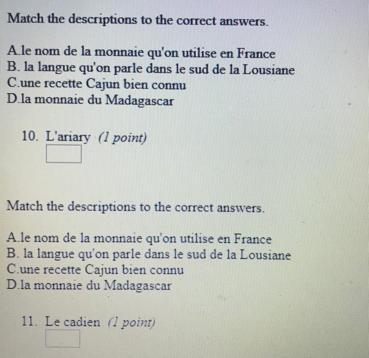 10&11 match the descriptions to the correct answers-example-1