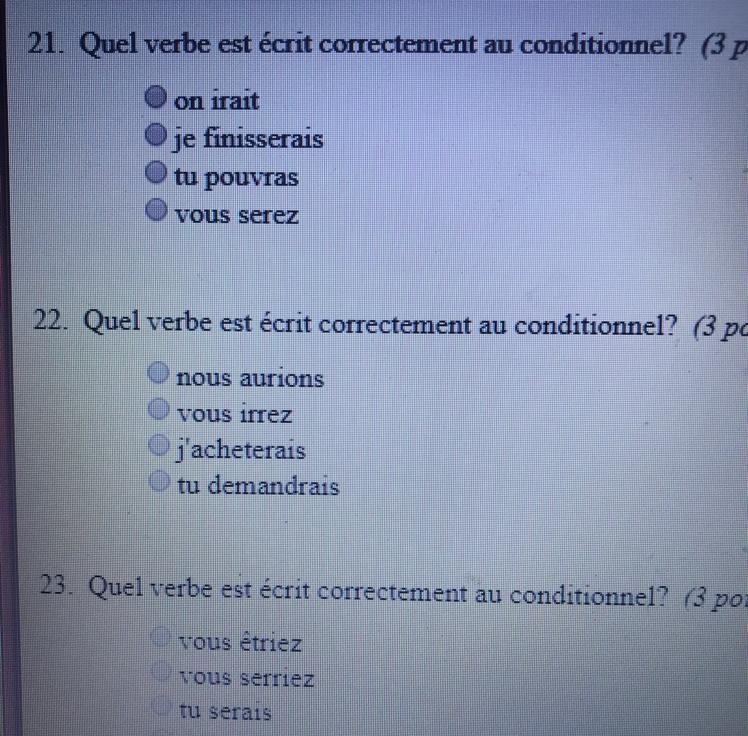 Quel verve est ecrit correctement au conditionnel?-example-1