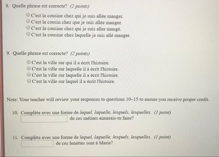 French multiple choice and fill in blank-example-1