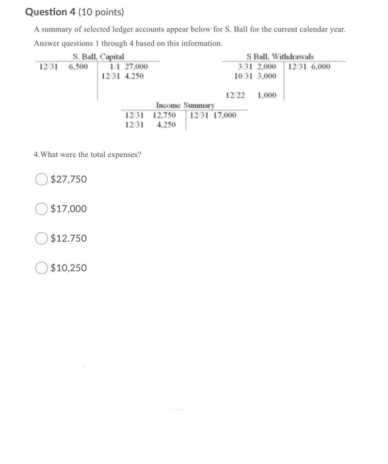 What were the total expenses ? $27,750 B. $17,000 C. $12,750 D. $10,250-example-1