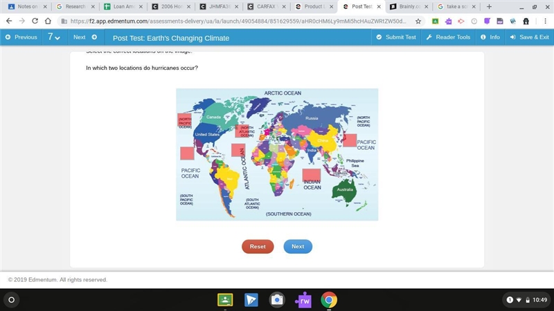 In which two locations do hurricanes occur?-example-1