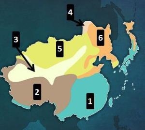 Analyze the map below and answer the question that follows. Identify the climate regions-example-1