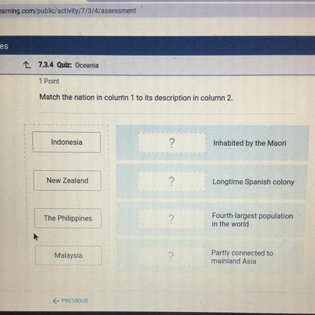 Matching !! Match the nation in column 1 to its description in column 2-example-1