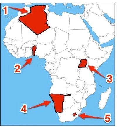 Which of these represents an enclave? A) 1 B) 2 C) 3 D) 5-example-1