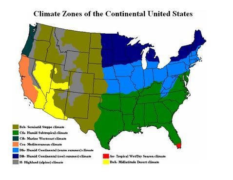 The Midwestern United States MAINLY has which type of climate? A) desert B) marine-example-1