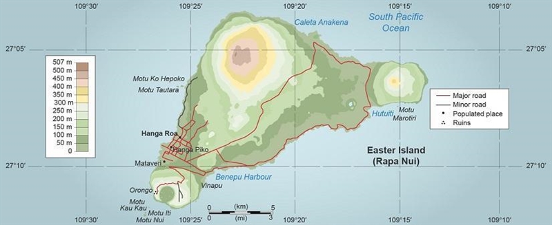 Which major feature is missing from the map? key scale land features compass rose-example-1