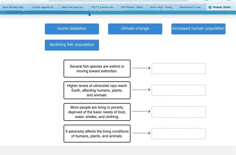 Match the environmental issue to its consequences. Please help 10 PTS!!!!-example-1