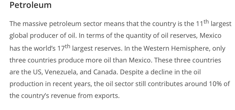 True or false Petroleum is one of Mexico's most important natural resources​-example-1