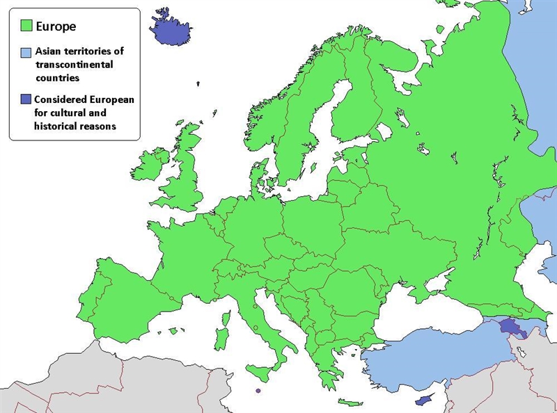 Which two European countries extend east into Asia-example-1