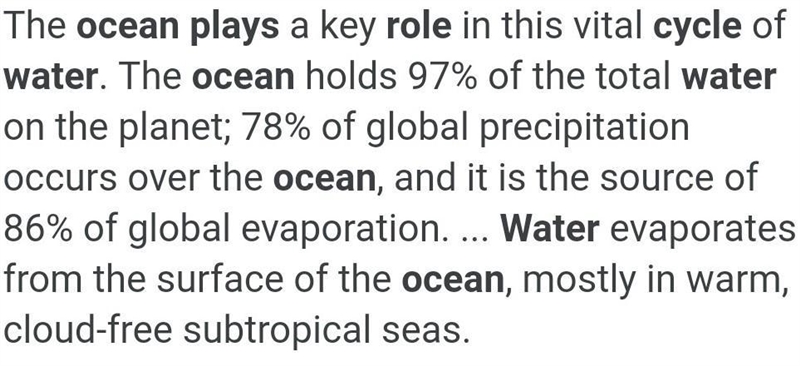 How does the ocean play a role in the water cycle​-example-1