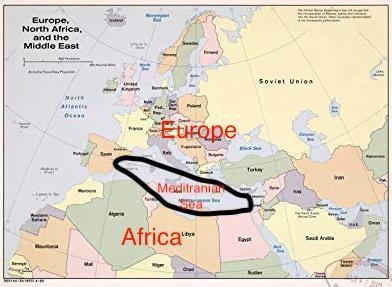 Which sea separates Europe from Africa-example-1