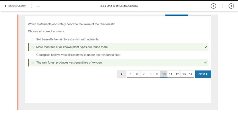 Which statements accurately describes the value of the rain forest​-example-1