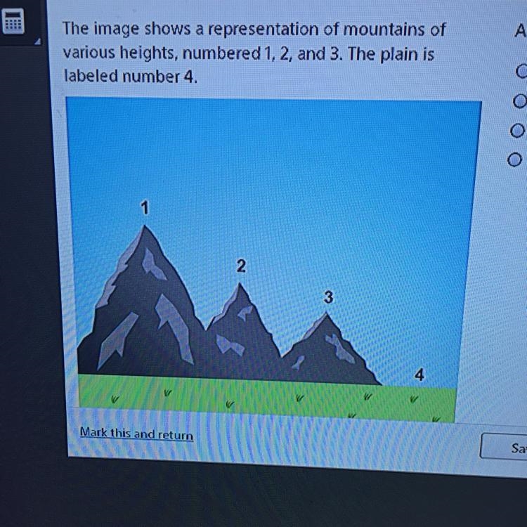 At which point is air pressure lowest? The image shows a representation of mountains-example-1