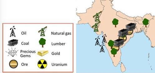 HURRY! According to the map above, there are _____ major types of natural resources-example-1