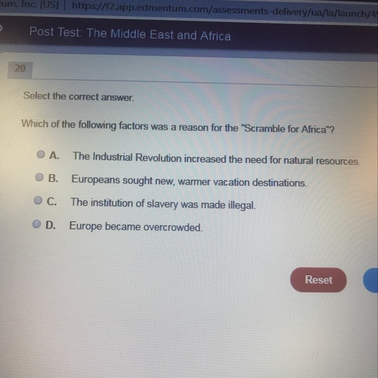 What is the reason for the “Scramble for Africa”?-example-1