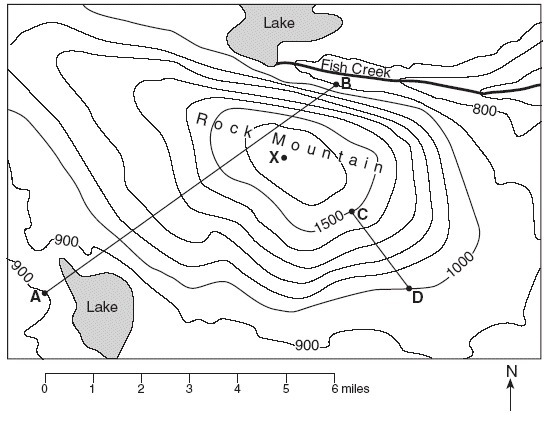 What is the elevation at each of the following points on the map above? 98 POINTS-example-1