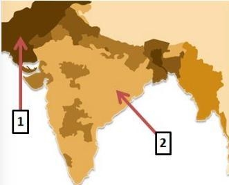 HURRY !! On the map above, Arrow 1 points to a region where most people are __________.-example-1