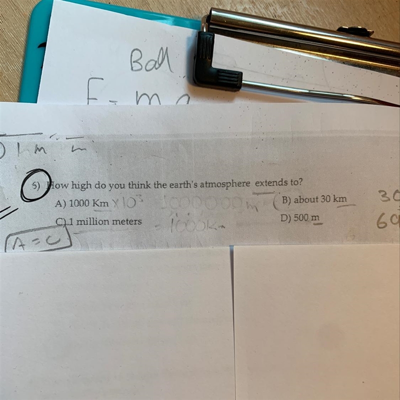 How hight the earth atmosphere extends to I think the choices are wrong !-example-1