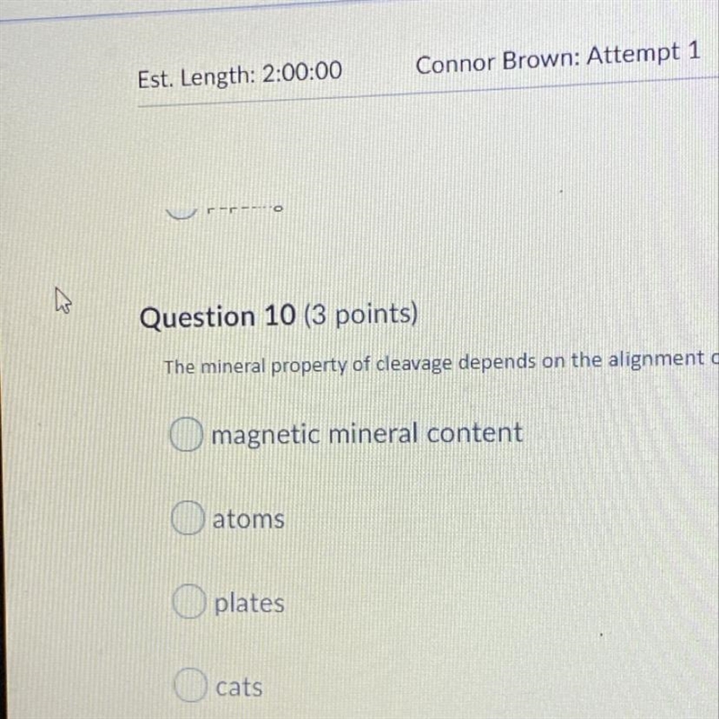 The mineral property of cleavage depends on the alignment of 1. Magnetic Mineral Content-example-1