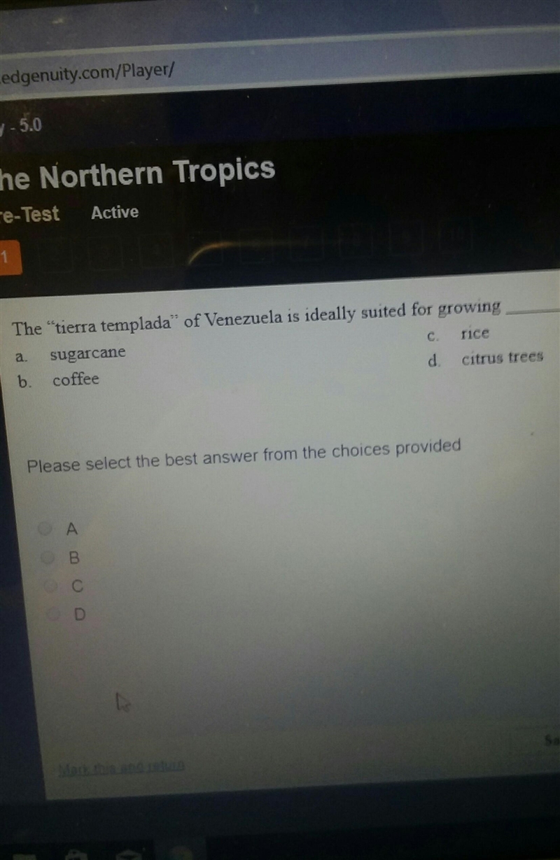 The "tierra templada" of Venezuela is ideally suited for growing __________​-example-1