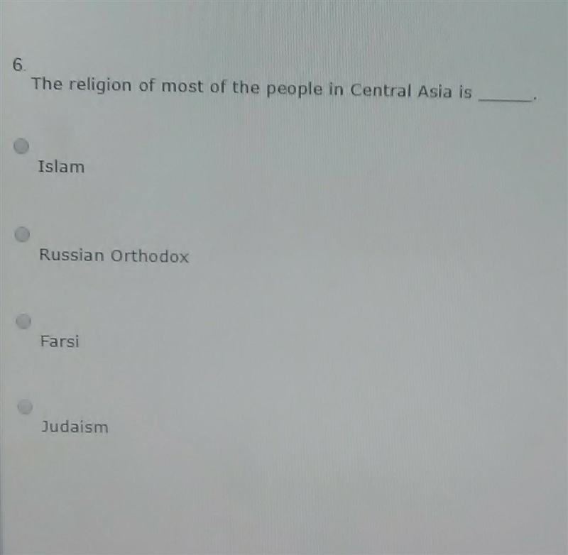 The religion of most of the people in Central Asia is ​-example-1