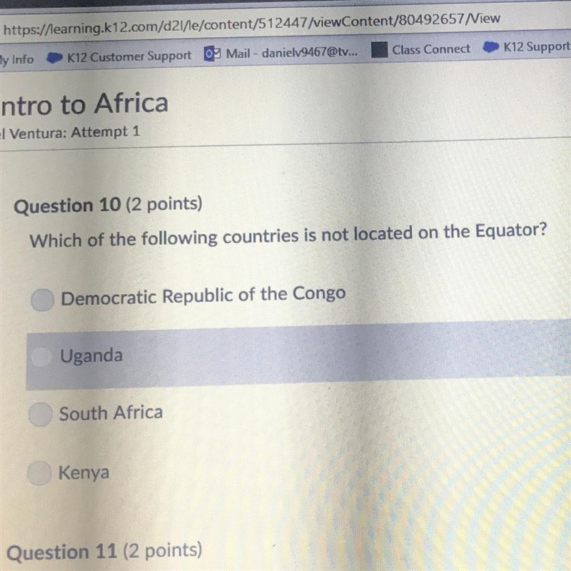 Which of the following countries is not located on the Equator?-example-1