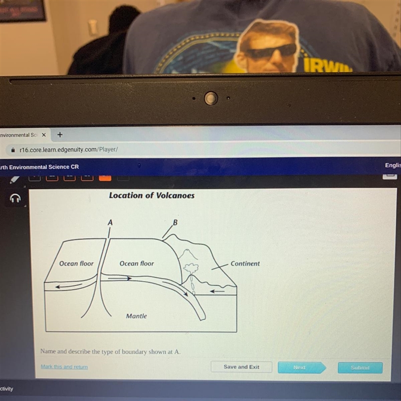 Name and describe the type of boundary shown at A-example-1