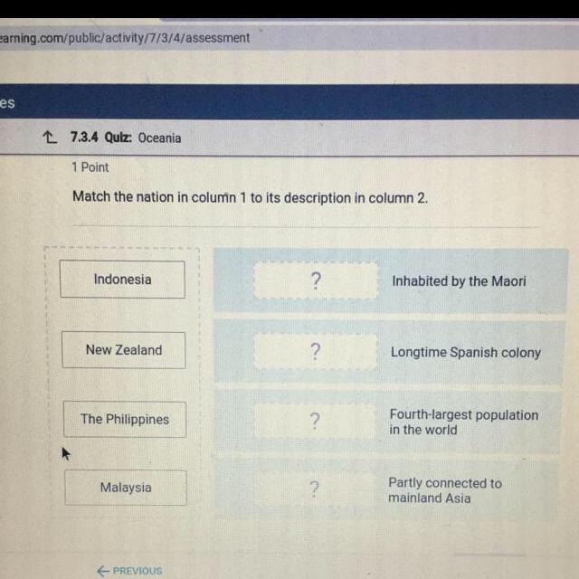 Matching !! Match the nation in column 1 to its description in column 2-example-1