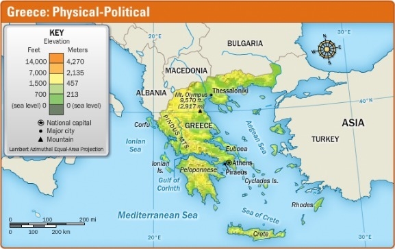 Study the map. What body of water is east of Greece? A. Gulf of Corinth S. Ionian-example-1