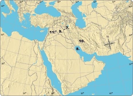 What geographic feature is indicated by #10? Arabian Desert land that was once part-example-1