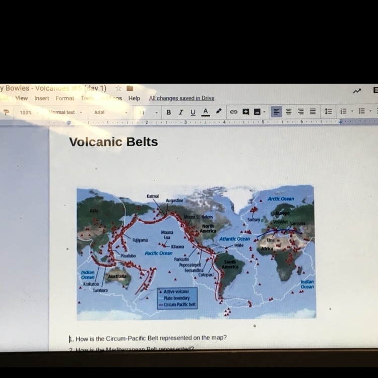 How is the circum-pacific belt represented on the map?-example-1