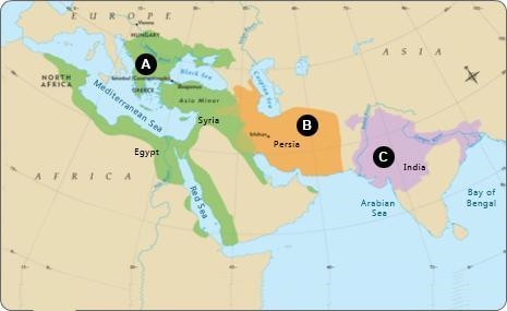 Which of the following answer choices correctly identifies the three Islamic empires-example-1